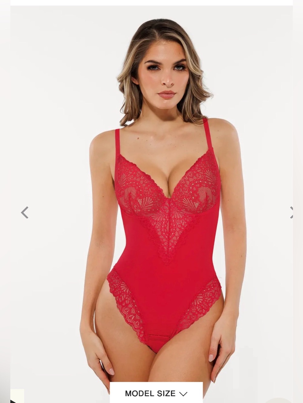 NWOT Popilush Red Seamless Lace V-Neck Shapewear Bodysuit XXL